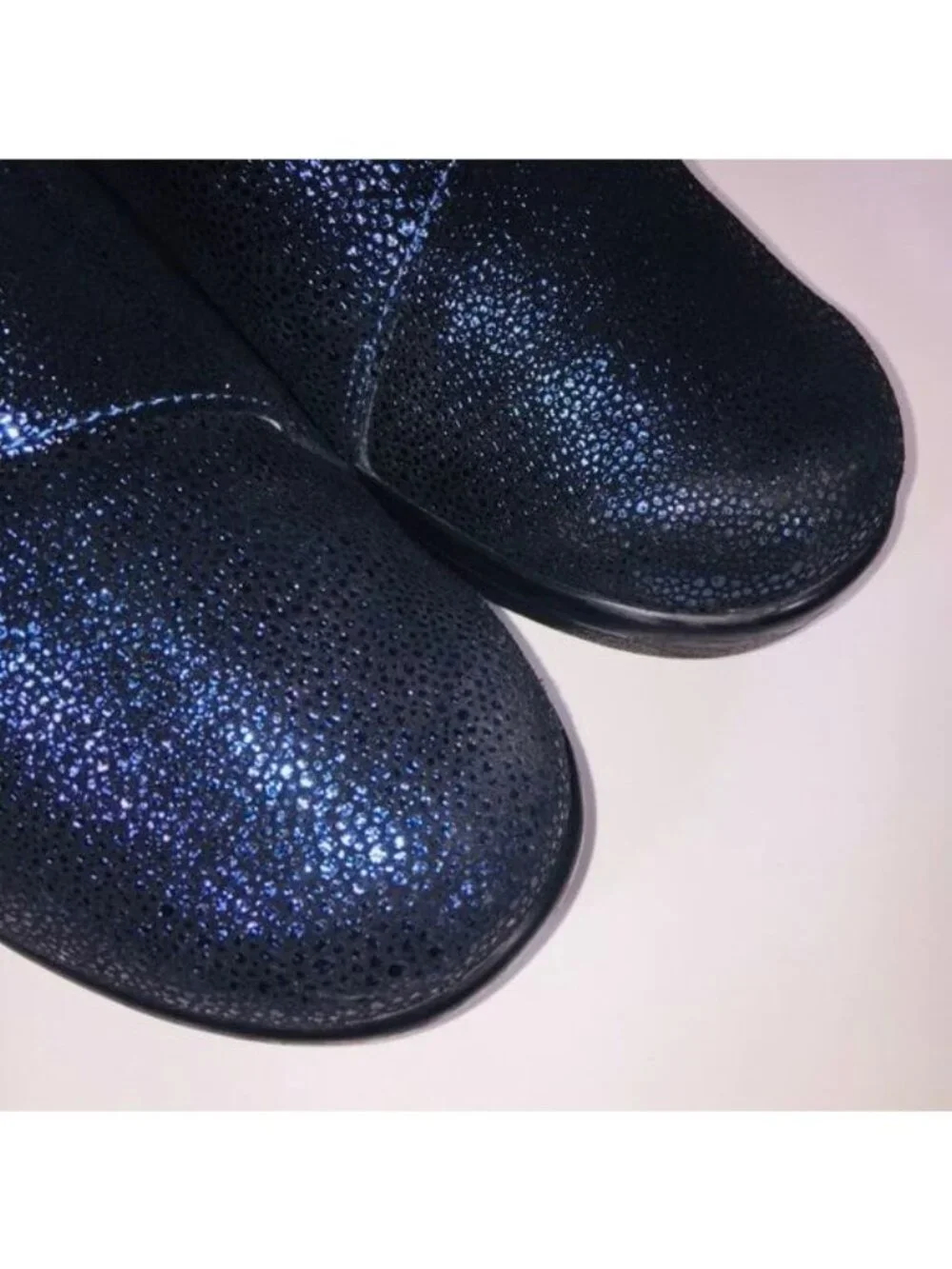 Alegria Womens Lauryn Cosmos Blue Metallic Leather Loafers size 38 US 8 8.5